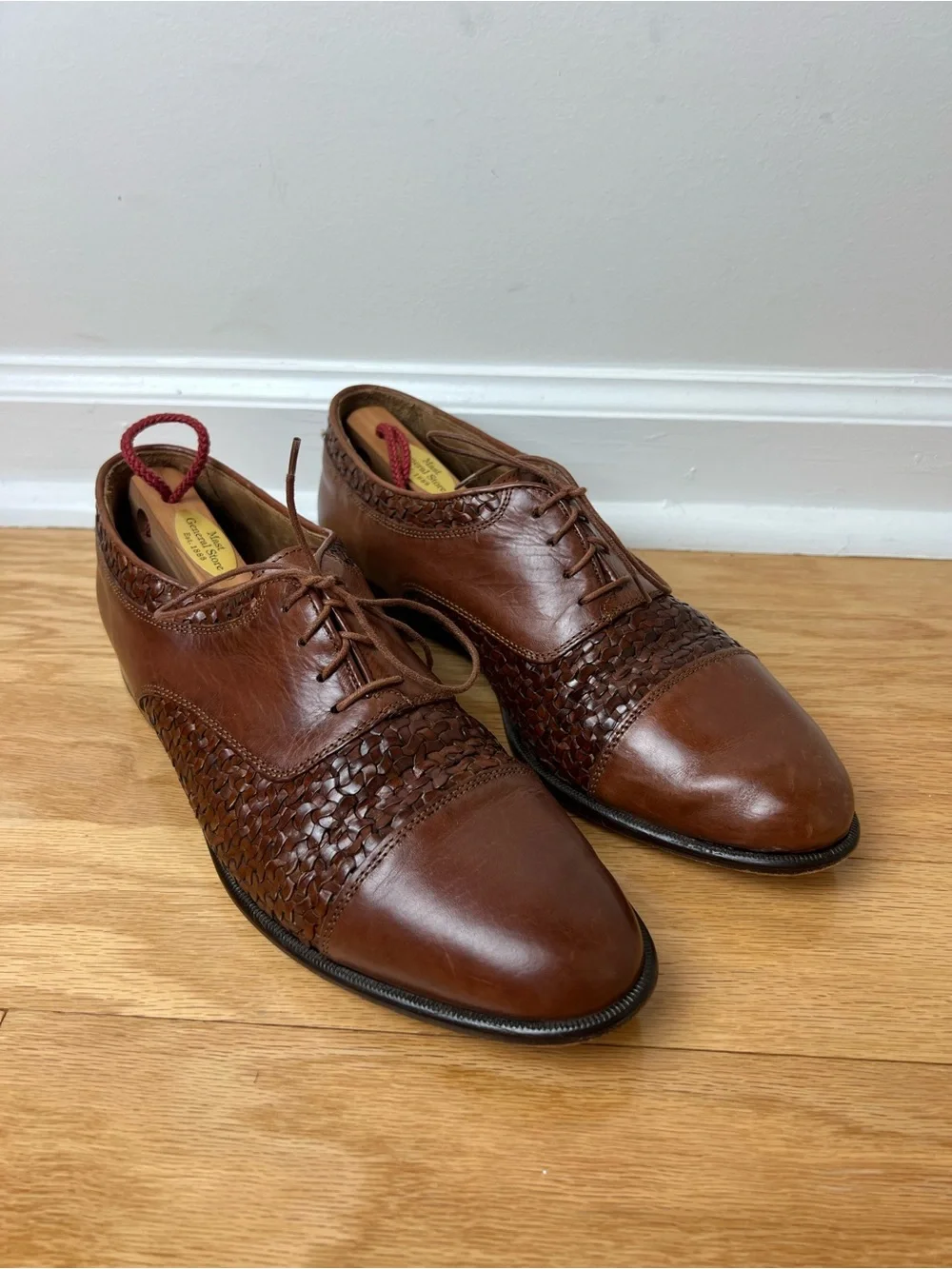 VTG Johnston & Murphy Domani Woven Cap Toe Oxfords 9.5 A